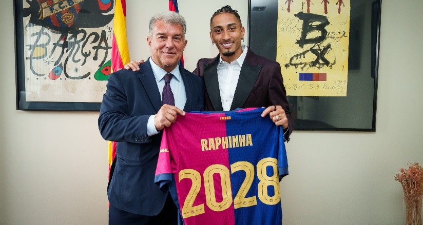 Barcelona anuncia renovação do contrato de Raphinha até 2028